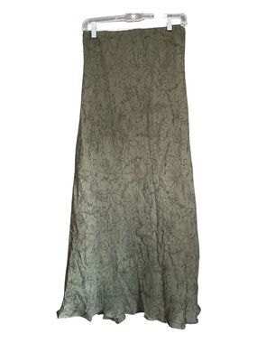 Robbie Bee Olive Green Silk Maxi Skirt Whimsigoth Fairycore Lined Size 12 NWT